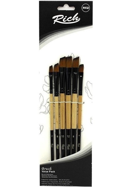 Fırça Yeni Seri 04 Yan Kesik 6 Lı Set 11219