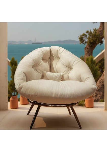 Avantgarde Milano Design Berjer | Tay Tüyü Krem Kumaşlı Modern Tekli Koltuk | Konforlu Dinlenme & Kitap Okuma Koltuğu