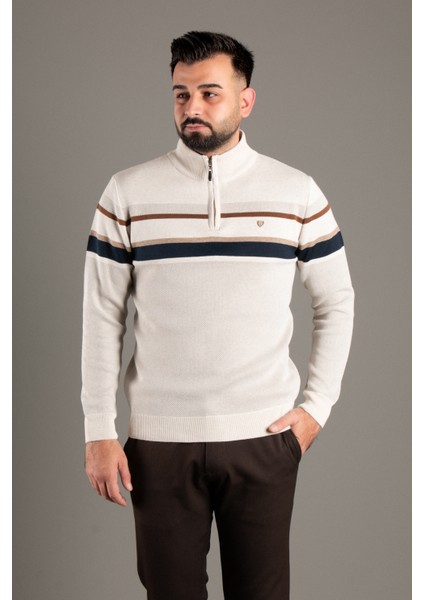 Erkek Bej Fermuarlı Desenli Triko fırsatları