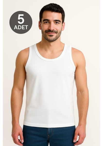 Beyaz Askılı Erkek Atlet Avantajlı Paket 5 Adet %100 Pamuk