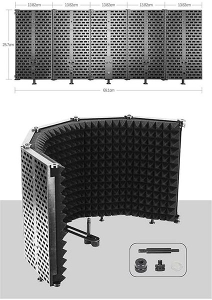 Midex Pf-43 Mikrofon Ses Yalıtım Izolasyon Paneli 5 Bölümlü Ayaklı (69X26 Cm) fiyatları