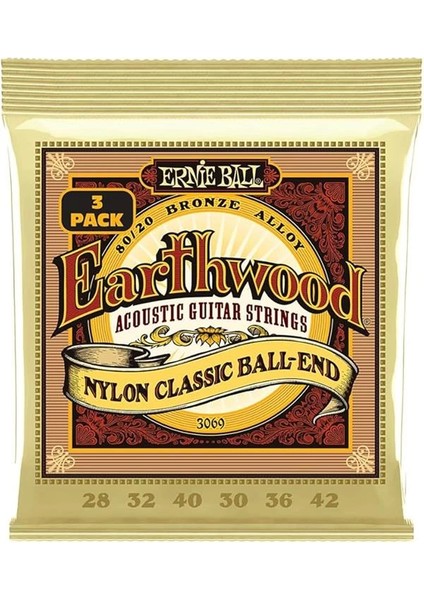 U Earthwood Halk Akustik Gitar Dizeleri Naylon Şeffaf Altın Tonlu Ball Sonu 80/20 Bronz