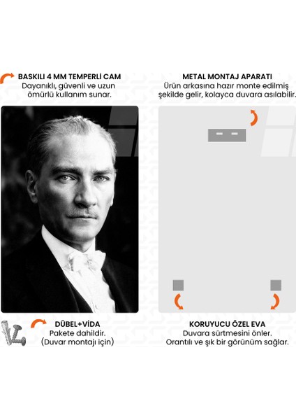 Sulh – Mustafa Kemal Atatürk – Ata Sözü Cam Tablo fırsatları