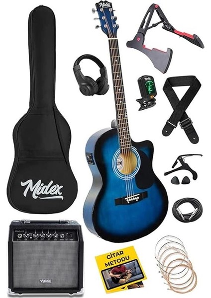 RG-560BL-AMP Mavi Amfili Elektro Akustik Gitar Full Set
