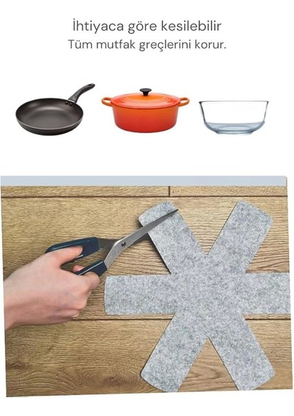 Beylini 12 Li Set Tencere Tava Koruyucu Borcam Çizdirmez Keçe Düzenleyici (Gri) modelleri
