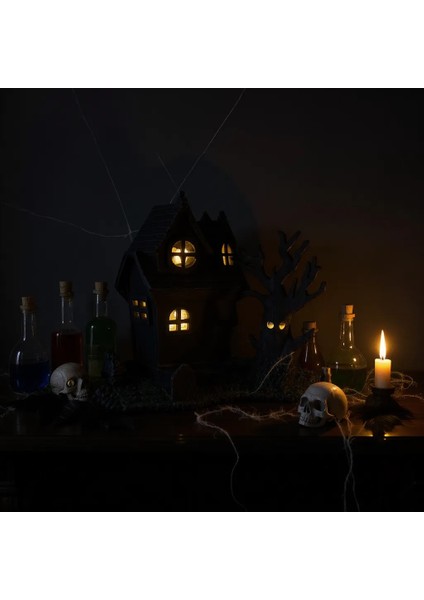 3D Baskı LED Işıklı Perili Ev – Mat Siyah Dekoratif Obje modelleri