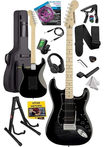 MAP-45BK-ST Siyah Elektro Gitar Seti Hss Manyetik Maple Klavye Strat Kasa fiyatları