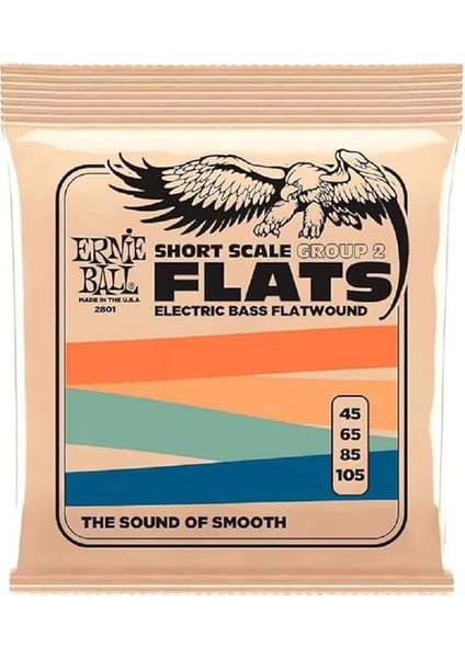 Short Scale Flatwound Group 2 Elektrikli Bas Teli, Kalınlık 45-105