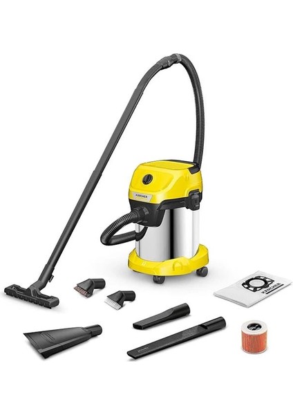 Kärcher Wd 3 S V-17/6/20 Araç Tipi Islak ve Kuru Elektrikli Süpürge Üfleme Fonksiyonlu, 1000 W, 17 L