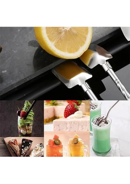 ® 7'li Paslanmaz Çelik Kaşıklı Metal Pipet Seti 6 Adet Pipet ve Pipet Temizleme Fırçası Cam Pipet indirimleri