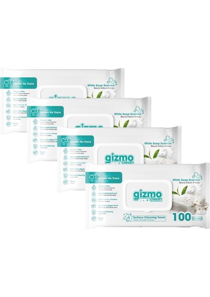 Clean Yüzey Temizlik Havlusu Beyaz Sabun Kokulupa 4 Paket 400 Yaprak