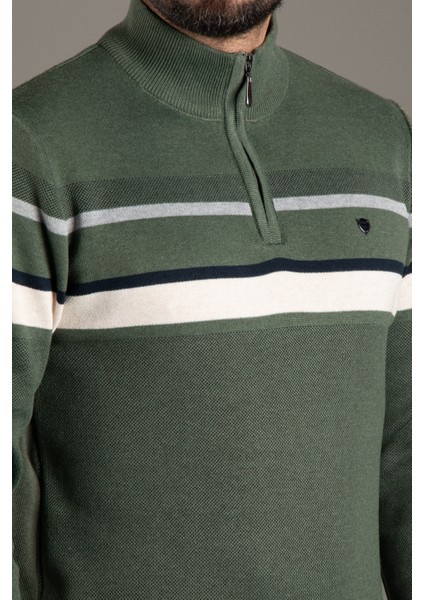 Erkek Haki Fermuarlı Desenli Triko fiyatları