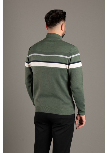 Erkek Haki Fermuarlı Desenli Triko modelleri