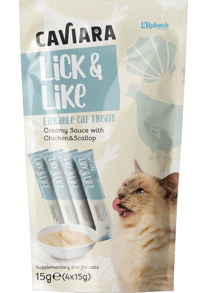 Lick&like Tavuk & Deniz Taraklı Sıvı Ödül Maması 4X15 gr