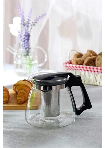 Isıya Dayanıklı Borosilikat Cam Demlik, Kendinden Süzgeçli, Şık Tasarım (900 Ml)