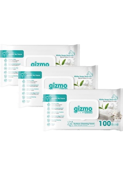 Clean Yüzey Temizlik Havlusu Beyaz Sabun Kokulupa 3 Paket 300 Yaprak