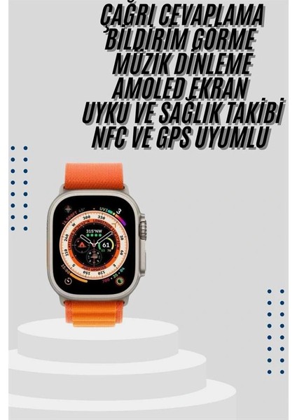 Akıllı Saat Bleutooth Bağlantılı Akıllı Saat Amoled Ekran 49 mm