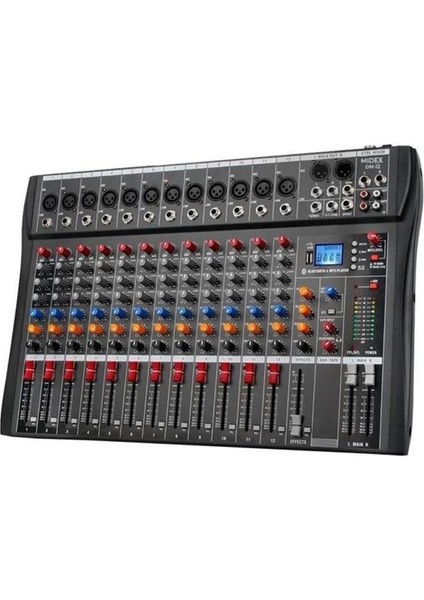 Midex Mix Dm-12 Deck Mikser 12 Kanal Ses Mikseri (Bluetooth USB Efekt)