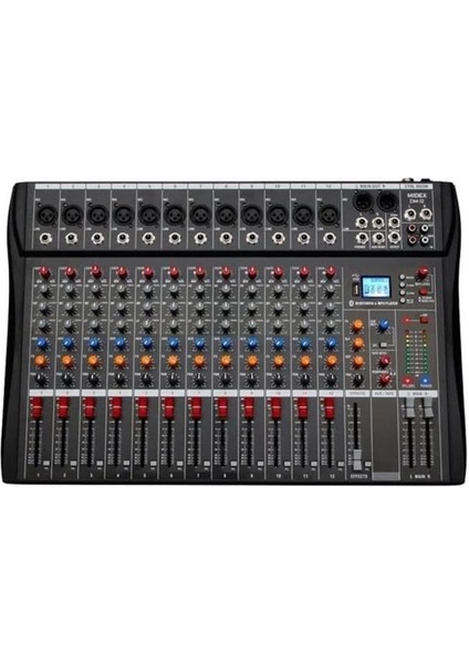 Midex Mix Dm-12 Deck Mikser 12 Kanal Ses Mikseri (Bluetooth USB Efekt)