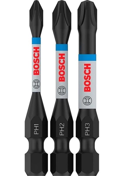 Professional 3 Adet. Impact Control Tornavida Ucu Ph Seti (50 Mm, Altıgen Şaft, Maymuncuk ve