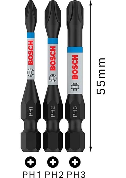 Professional 3 Adet. Impact Control Tornavida Ucu Ph Seti (50 Mm, Altıgen Şaft, Maymuncuk ve modelleri