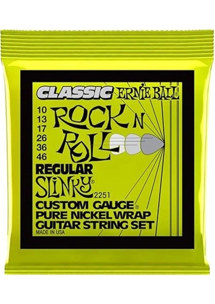 Regular Slinky Klasik Rock 'n' Roll Elektro Gitar Telleri, Saf Nikel Sargı, Ölçü 10-46 modelleri