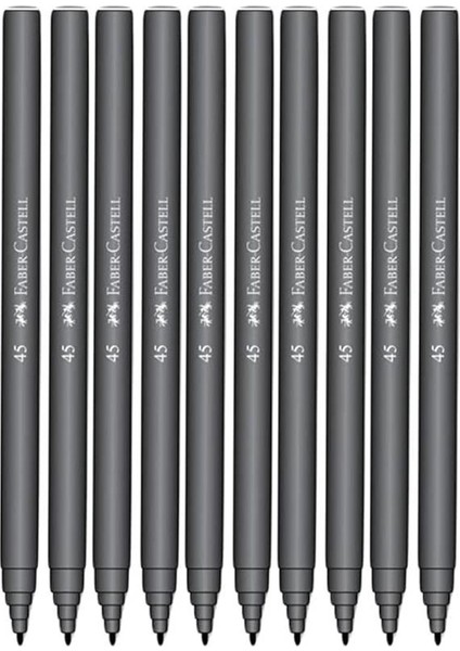 Faber-Castell Iğne Uçlu Keçeli Kalem Seti, 10’lu, Siyah Renk, Havalandırmalı Kapak, Kağıt ve Karton