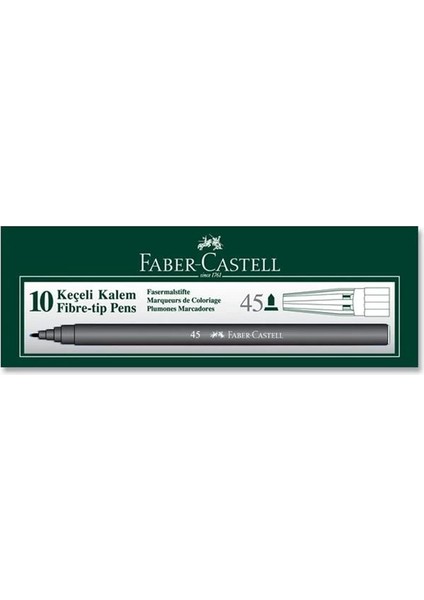 Faber-Castell Iğne Uçlu Keçeli Kalem Seti, 10’lu, Siyah Renk, Havalandırmalı Kapak, Kağıt ve Karton fiyatları