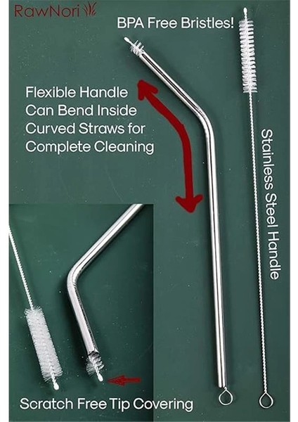 2 Içme Saman Temizleme Fırçası Uzun - Paslanmaz Çelik Içecek Pipetleri Için Kıl Temizleyici fırsatları