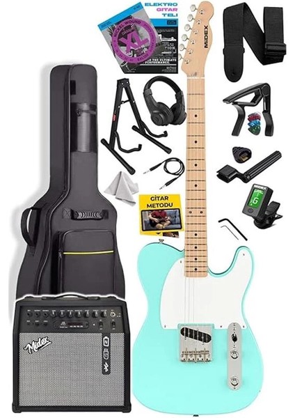 TLX-50GR-50AMP Tele Kasa Maple Klavye 2 Single-Coil 50W Amfili Elektro Gitar