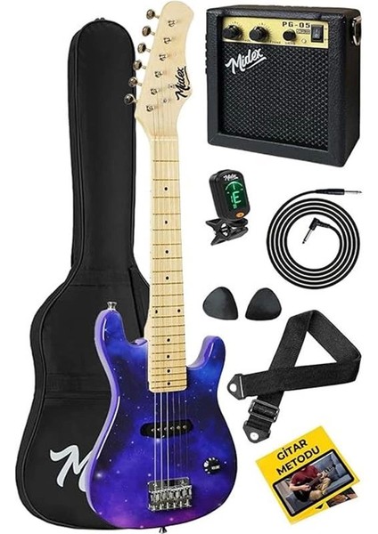 CEG-30PU 4-6 Yaş Çocuklar Için Amfili Full 1/4 30 Inç Elektro Gitar Seti Mor
