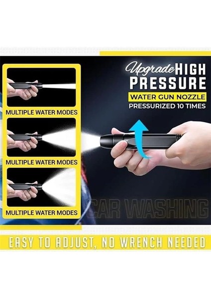 Yüksek Basınçlı Hortum Ucu, Tazyikli Araba Yıkama Su Tabancası, Çok Amaçlı Bahçe Hortum Ucu fırsatları