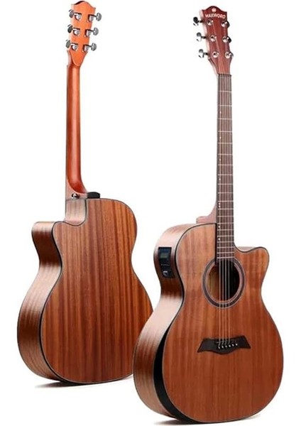 M450-EQ-AMP Profesyonel Masif Ağaç Amfili Elektro Akustik Gitar Seti Üst Segment fırsatları