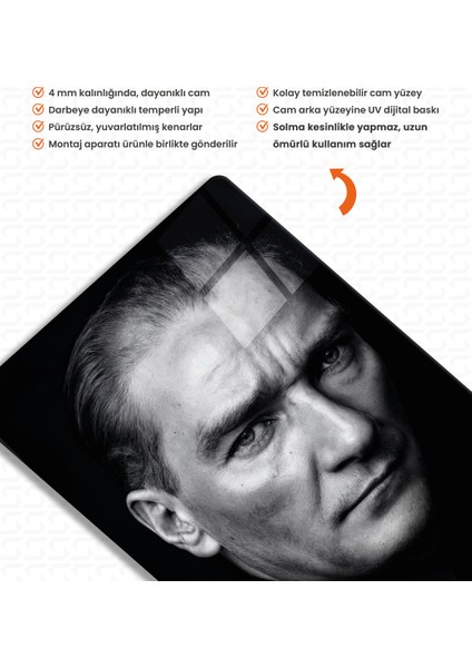 Başkomutanın Hatırası - Mustafa Kemal Atatürk Cam Tablo modelleri