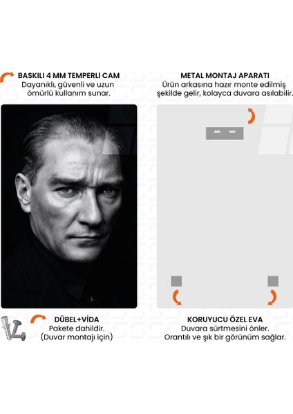 Başkomutanın Hatırası - Mustafa Kemal Atatürk Cam Tablo fırsatları