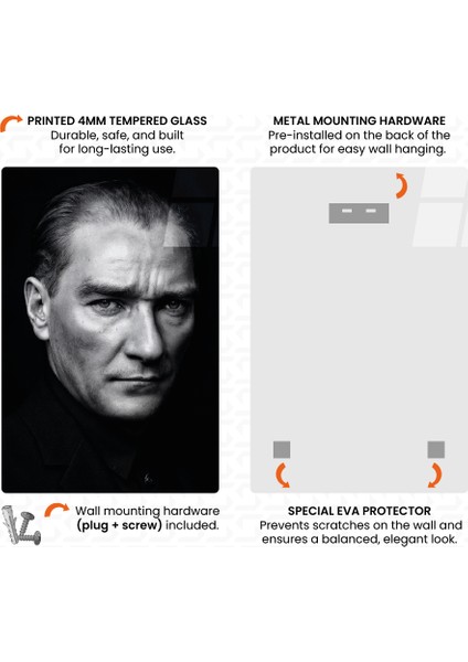Başkomutanın Hatırası - Mustafa Kemal Atatürk Cam Tablo