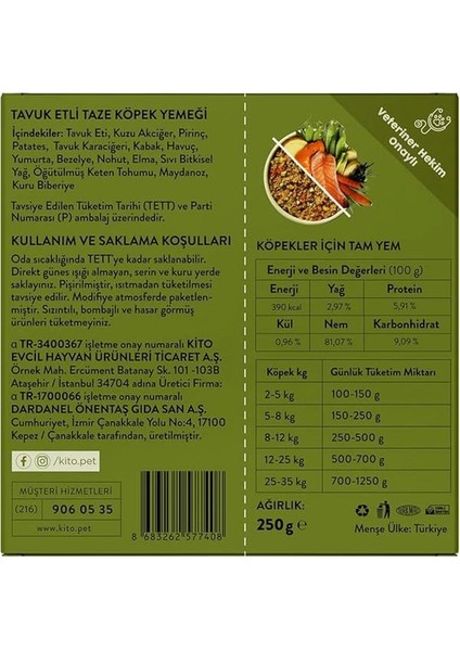Fresh Tavuk Etli Taze Köpek Yemeği, 250GR fiyatları