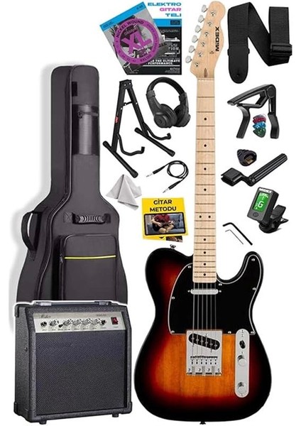 TLX-50SB-30AMP Tele Kasa Maple Klavye 2 Single-Coil 30W Amfili Elektro Gitar