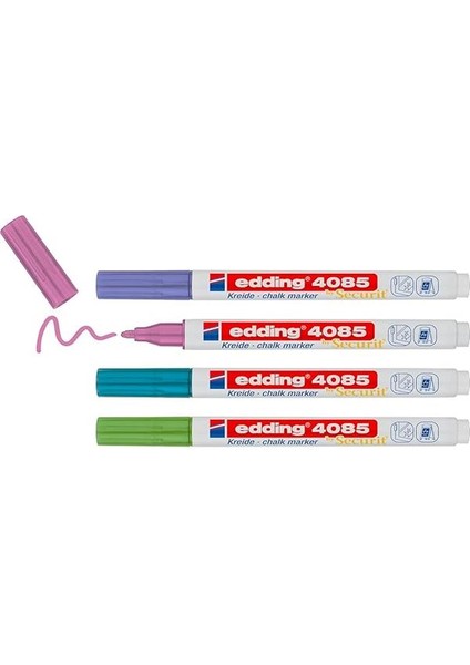 4085 Tebeşir Kalemi - Yeşil, Mavi, Mor, Pembe (Metalik) - 4 Tebeşir Kalemi - 1-2 mm Yuvarlak