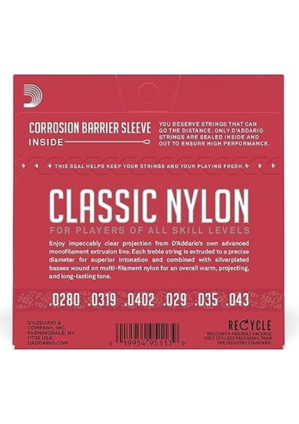 D'addario EJ27N 4/4 Normal Tension Klasik Gitar Teli