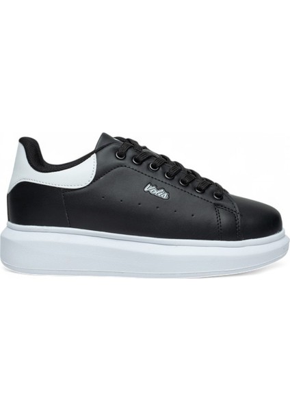 Siyah-Beyaz Kalın Taban Günlük Bağcıklı Erkek Sneaker Ayakkabı