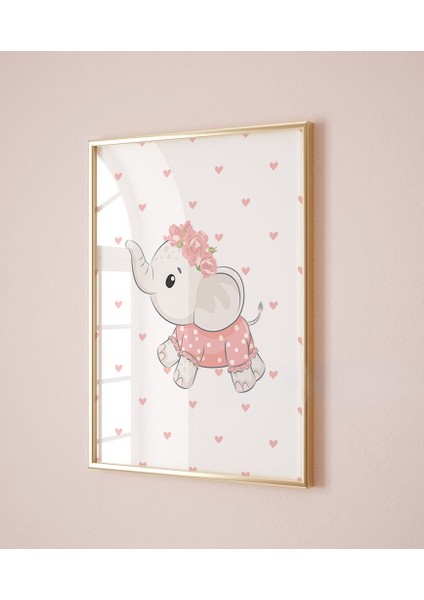 (Çerçevesiz) Pembe Fil Temalı Kız Bebek, Çocuk Odası Poster Seti, 3lü Poster Seti fiyatları