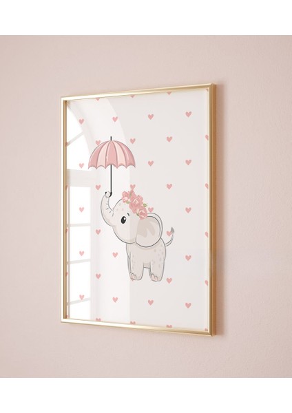 (Çerçevesiz) Pembe Fil Temalı Kız Bebek, Çocuk Odası Poster Seti, 3lü Poster Seti fırsatları