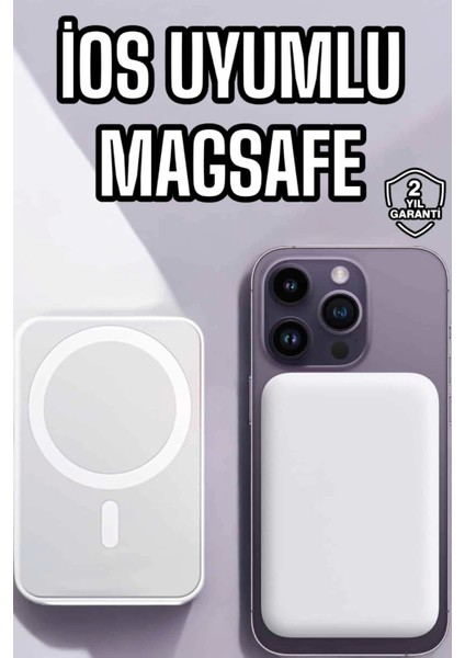 5000 Mah Ios Uyumlu Magsafe Kablosuz Şarj Hızlı Şarj Desteği