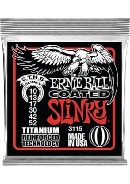 Sıska Üst/ağır Alt Slinky Kaplamalı Titanyum Rps Elektro Gitar Telleri, Ölçü 10-52