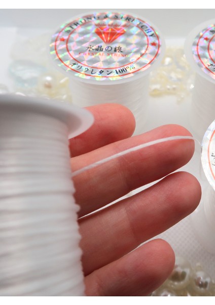 3 Adet Elastik Lastikli Lifli Misina Boncuk ve Takı Yapma Misinası