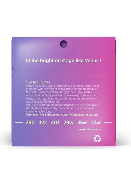 Strings Klasik Gitar Teli Venüs Seri Normal Tansiyon Set Vcg Nt