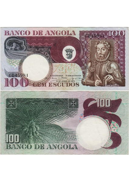 ANGOLA 100 ESKUDO 1973 PORTEKİZ HAKİMİYETİ DÖNEMİ. ÇİLALTI(-)