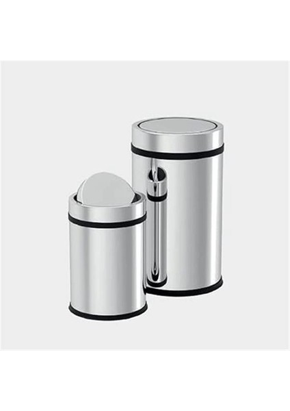 Döner Kapak Çöp Kovası Paslanmaz 5 Lt (NV10035)