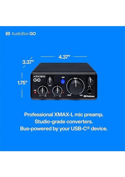 Audiobox Go, Usb-C Bağlantılı Kompakt Ses Kartı, 96 Khz, 2x2 Usb, +48V Phantom Besleme fırsatları